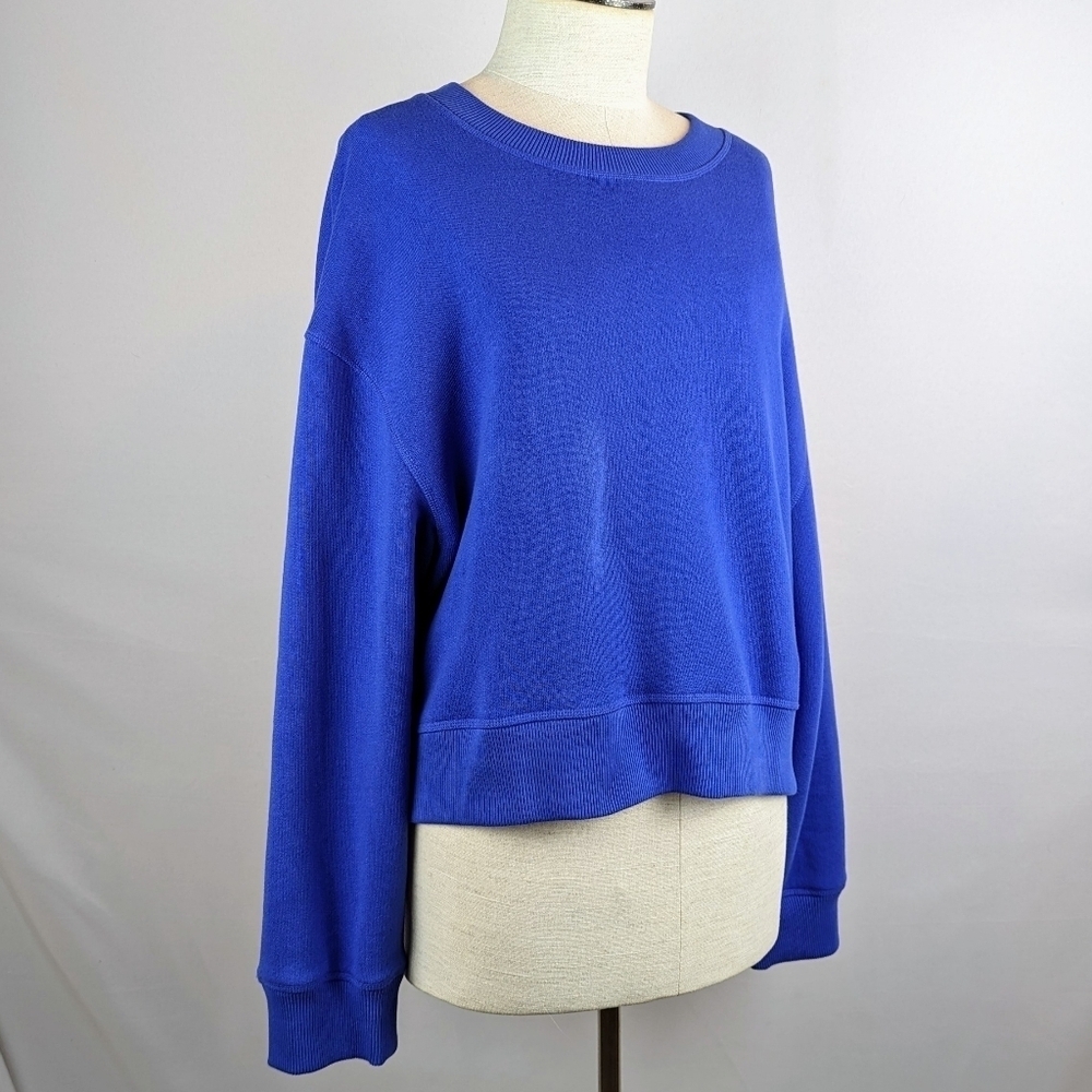 rag & bone Vintage Terry Sweatshirt Crew Neck Cropped Relaxed Fit Blue L NWT - Picture 4 of 14